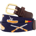 Men's Full-Grain Leather Needlepoint Belt