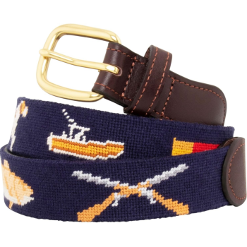 Men's Full-Grain Leather Needlepoint Belt