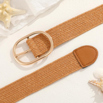 Women Raffia Elastic Belt